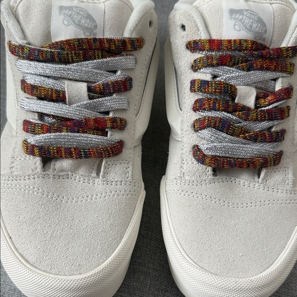 Vans Knu Stack Cream platform suede Sneakers with Multicolor Laces - Picture 8 of 10